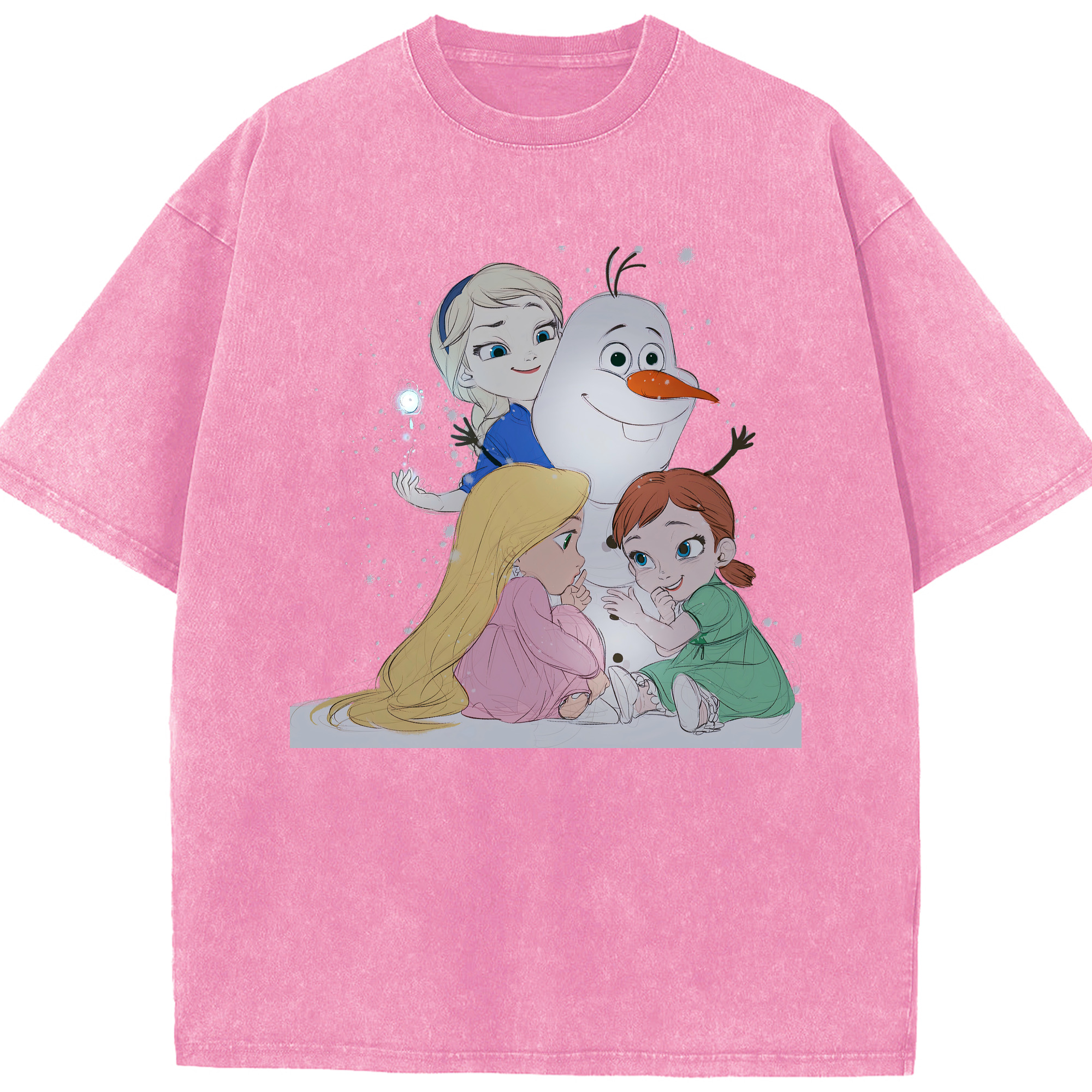 （画像用） アナと雪の女王 アンナ エルサ Frozen Anna Elsa 綿100% ヴィンテージ風 半袖Tシャツ（フロントプリント）
